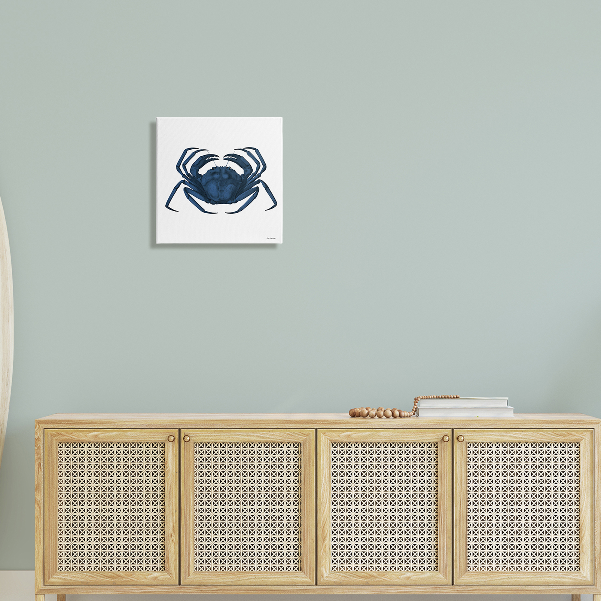 Stupell Industries Casual Cobalt Blue Fighting Crab Marine Animal Illustration,17 x 17, Design by Seven Trees Design