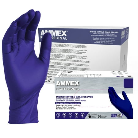 AMMEX Indigo Nitrile Exam Gloves, Size Large, 1000 Count, Light-Duty