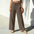 thumbnail image 5 of Levmjia Women's High Waisted Wide Leg Pants Summer Casual Loose Fit Trousers with Pockets Elastic Waist Solid Color Straight Leg Cropped Pants, 5 of 7