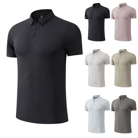 Hinvhai Mens Golf Shirt Ice Silk Elastic Quick Dry Short Sleeve Polo Shirt for Men Moisture Wicking Red XL(XL)