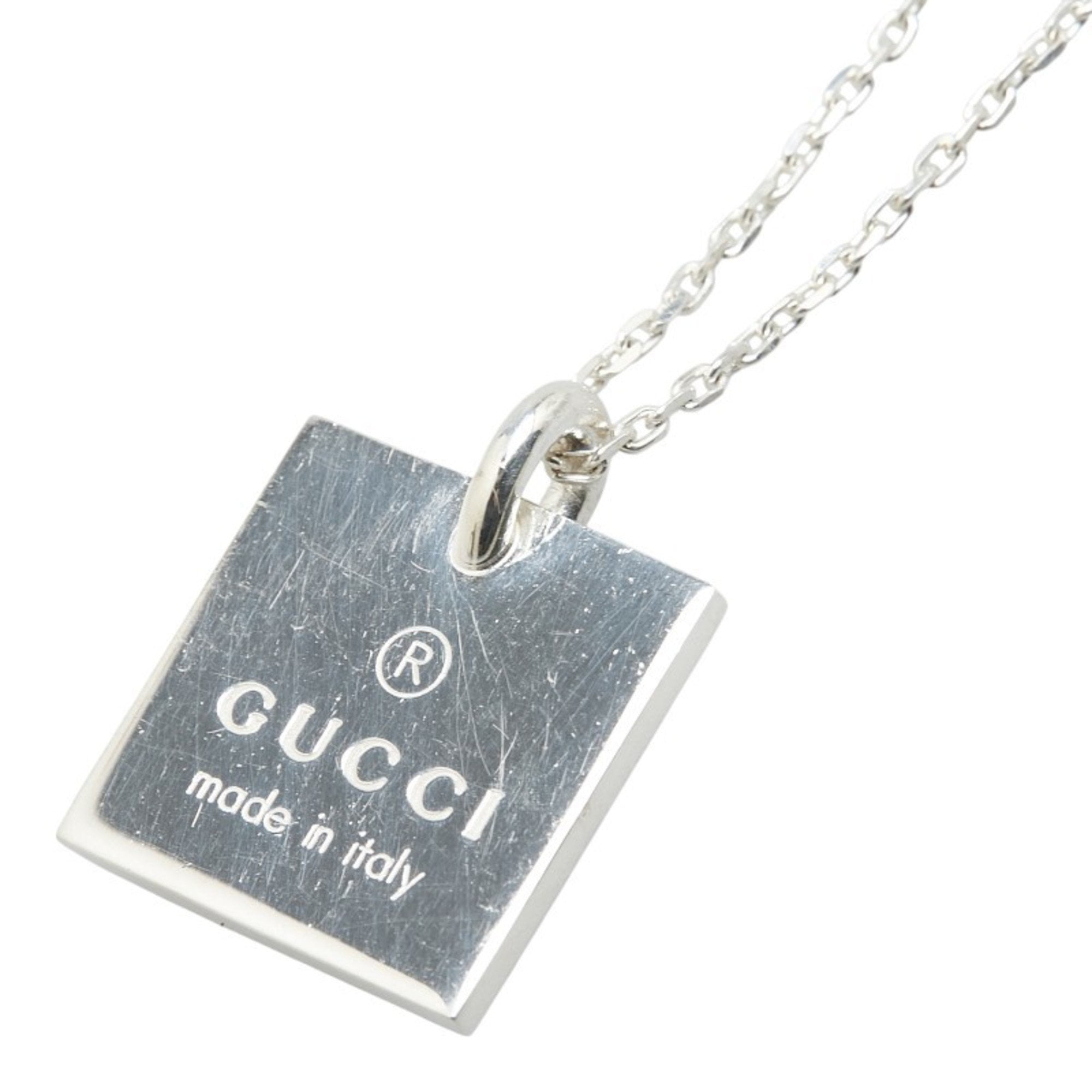 Pre-Owned Gucci Square Plate Necklace SV925 Silver Women's GUCCI (Good)
