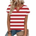 thumbnail image 5 of Agkizg Women's Summer V Neck Short Sleeve T Shirt Random Print Basic Layering Casual Fashion Top, 5 of 5