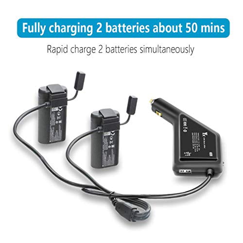 Hanatora 3 in 1 Battery Car Charger for DJI FPV Drone and Remote Controller,Charge Two Battery 12v DC Multi Rapid Charging Hub Accessories 