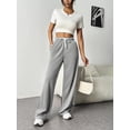thumbnail image 4 of Womens Sweatpants High Waisted Wide Leg Sweat Pants Baggy Cargo Joggers Athletic Casual Drawstring Workout Pants with Pockets, 4 of 6