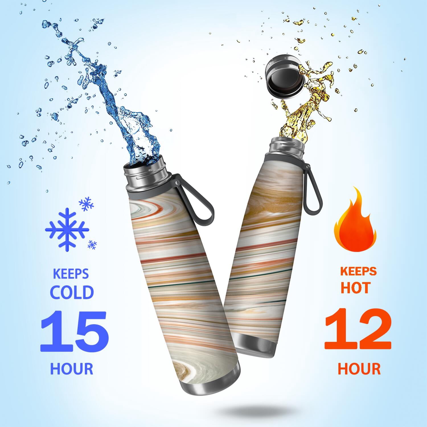 29oz Insulated Water Bottle with Tea Infuser, Stainless Steel Travel Mug, Liquid & Marble Print