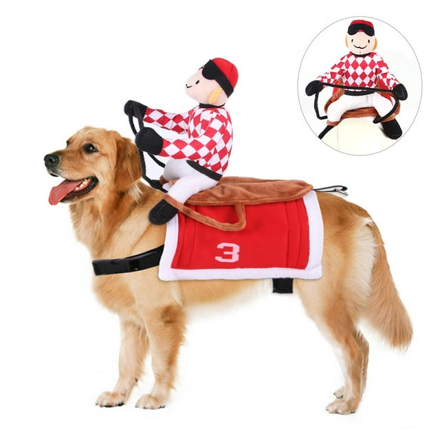 (Rojo xl) Mascota de Halloween montando a caballo y transformándose en un caballero de silla de montar navideño ropa para perros material: terciopelo