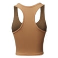 thumbnail image 3 of A2Y Women's Basic Cotton Casual Scoop Neck Cropped Racerback Tank Tops Coffee XS, 3 of 5
