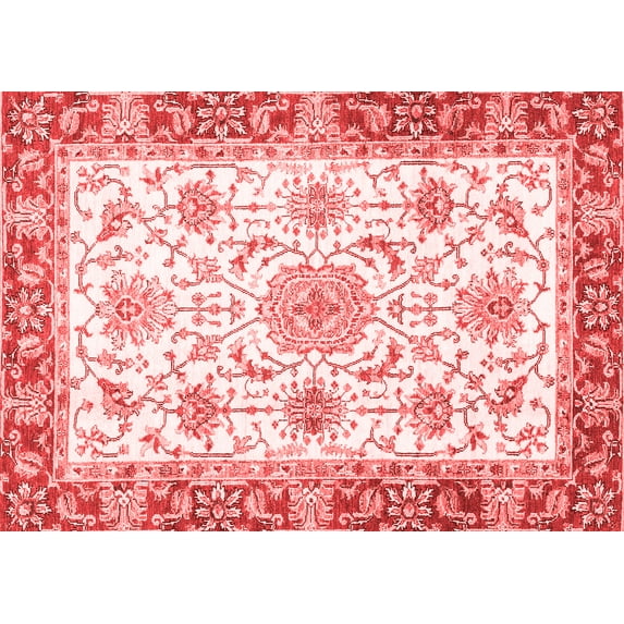 Ahgly Company Machine Washable Indoor Rectangle Oriental Red Traditional Area Rugs, 6' x 9'