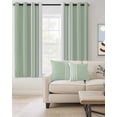 thumbnail image 2 of Simple Sea Green Stripes Blackout Curtains 84 Inches Length, Modern Abstract White Lines Art Window Treatment Thermal Insulated Drapes for Bedroom Living Room 2 Panels 84x84 Inches, 2 of 8