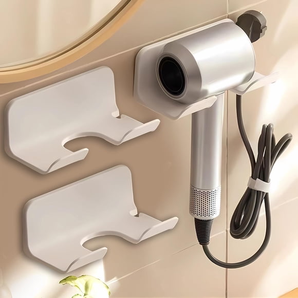 Soporte para secador de pelo SUPTEC, soporte universal de pared, paquete de 2 unidades, blanco