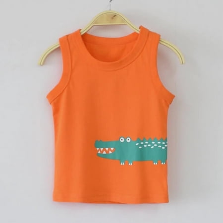

Cathalem Boys Shirt Toddler Kids Baby Boys Girls Cartoon Animal Sleeveless Crewneck Vest T Shirts Tops Tee Clothes For Plain Shirt Orange 1 Year