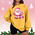 thumbnail image 2 of Lorytime Christmas Crewneck Sweatshirts Women Santa Claus Print Plush Shirt Long Sleeve Pullover Loose Tops, 2 of 5