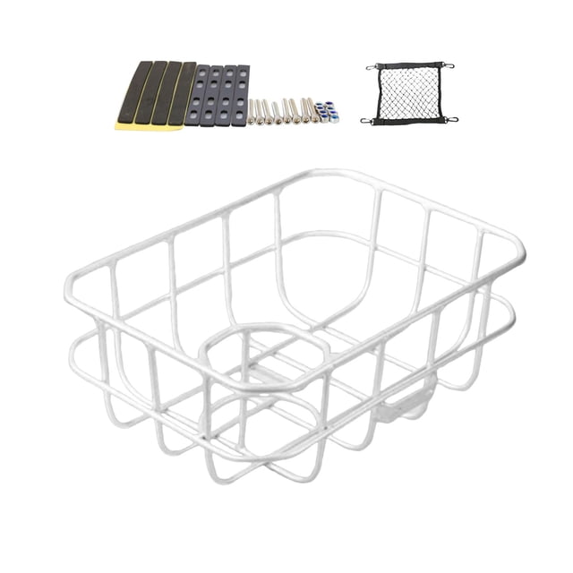 Siruishop Basket Portability Carrier Aluminum Alloy Front Rear Bike Cargo Rack White Iron Sheet