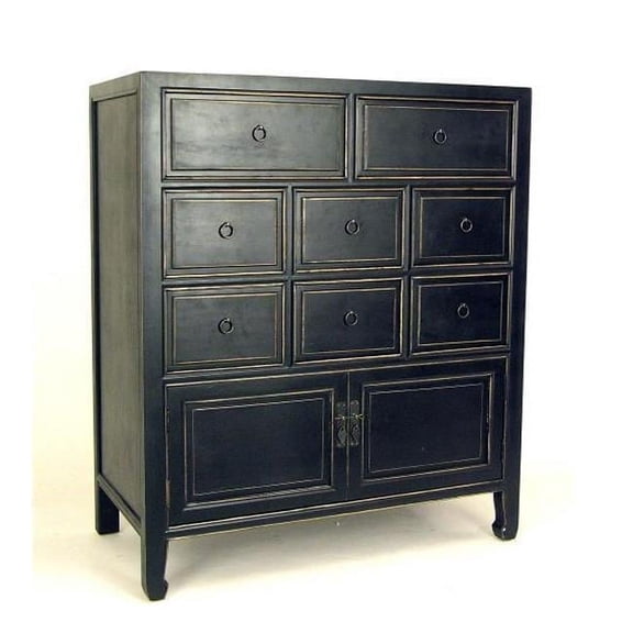 Suchow 8 Drawer Accent Chest 36Wx18Dx42"H wood in Antique Black