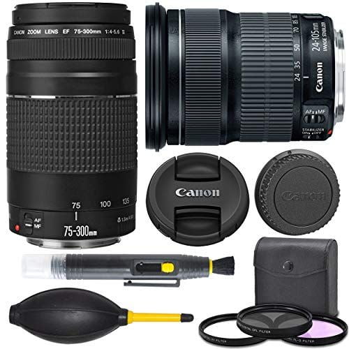 Canon Ef 24 105mm F 3 5 5 6 I S Stm Lens 9521b002 Canon Ef 75 300mm F 4 5 6 Iii Usm Lens 6472a002 Aom Pro Starter Kit Combo International Version 1 Year Aom Warranty Walmart Com Walmart Com