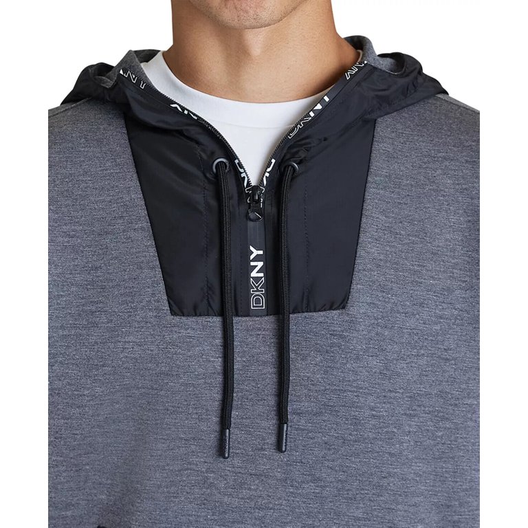 DKNY Men's 1/4 Zip Hoodie in Gray/Black-Size XL - Walmart.com