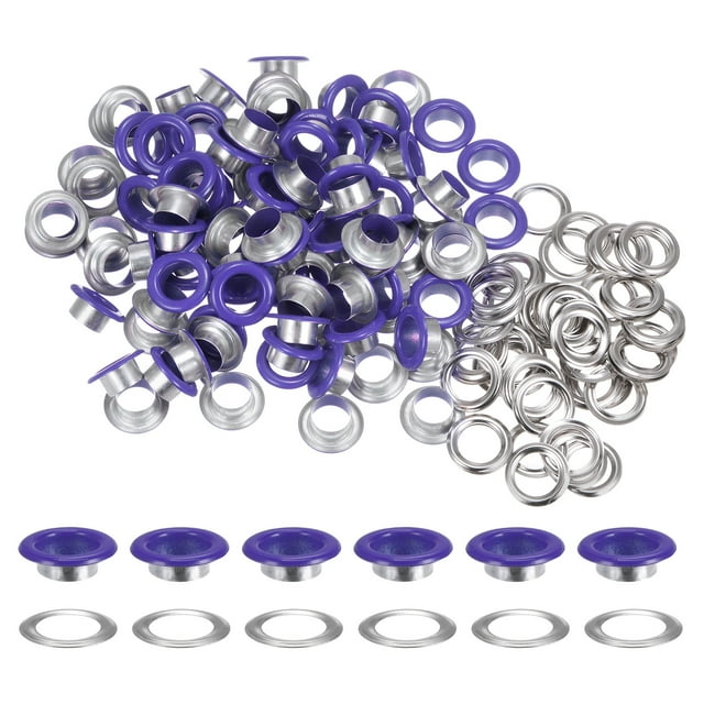 Unique Bargains 100PCS Grommets Eyelets 2/5 Inch (10mm) ID Hole Metal Self Backing Eyelet with Washers for Leather Purple