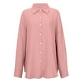 thumbnail image 4 of Women's Casual Oversized Solid Color Button Down Shirt Long Sleeve Lightweight Blouse Relaxed Fit Top with Pocket, 4 of 7