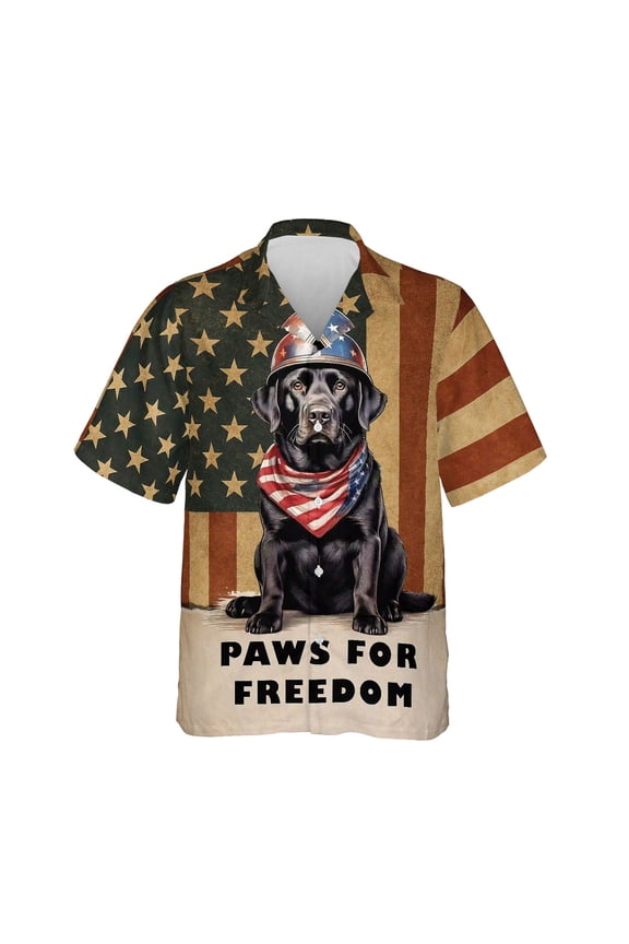 Freedom Paws Patriotic Labrador Retriever Vintage Memorial Day Hawaiian Shirt Breathable Summer Unisex Merch Lab Dog Lover Gifts - 12006