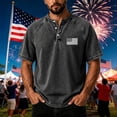 thumbnail image 3 of 4th of July Shirts for Men Raglan Short Sleeve Henley Neck Oversized T-Shirts Patriotic Shirt American Flag Print Tee Shirt, 3 of 5