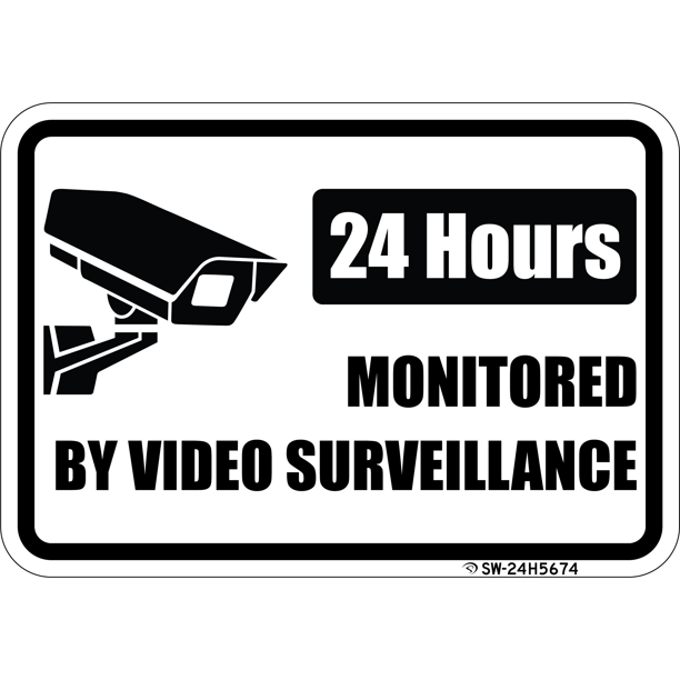 24 Hour Video Surveillance and Monitoring Sign, 10"x 7" commercial