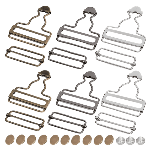 6 Set Buttons for Jeans, Metal Overall Buckles Replacement Kit for Denim Pants, Clothing Repair, Sewing Crafts and DIY Accessories,