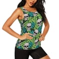 thumbnail image 2 of Cauagu Skull and Palm Leaves for Women's Workout Tank Tops Sleeveless Running Loose Athletic Top Fit Yoga Tops Active Shirts Gym Exercise-Medium, 2 of 7