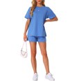 thumbnail image 2 of Conjunto de Pijamas para Mujeres INSPIRE CHIC, Conjunto de Manga Corta, Pantalones Cortos, Ropa de Dormir, 2 Piezas con Bolsillos, M Azul Real, 2 of 6