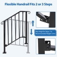 thumbnail image 3 of 3 Step Handrails for Outdoor Steps, Fit 2 or 3 Steps Outdoor Stair Railing for Concrete Steps, Black Wrought Iron Railing, Exterior Hand Railing for Steps Adjustable Metal Hand Rails for Deck Porch, 3 of 8
