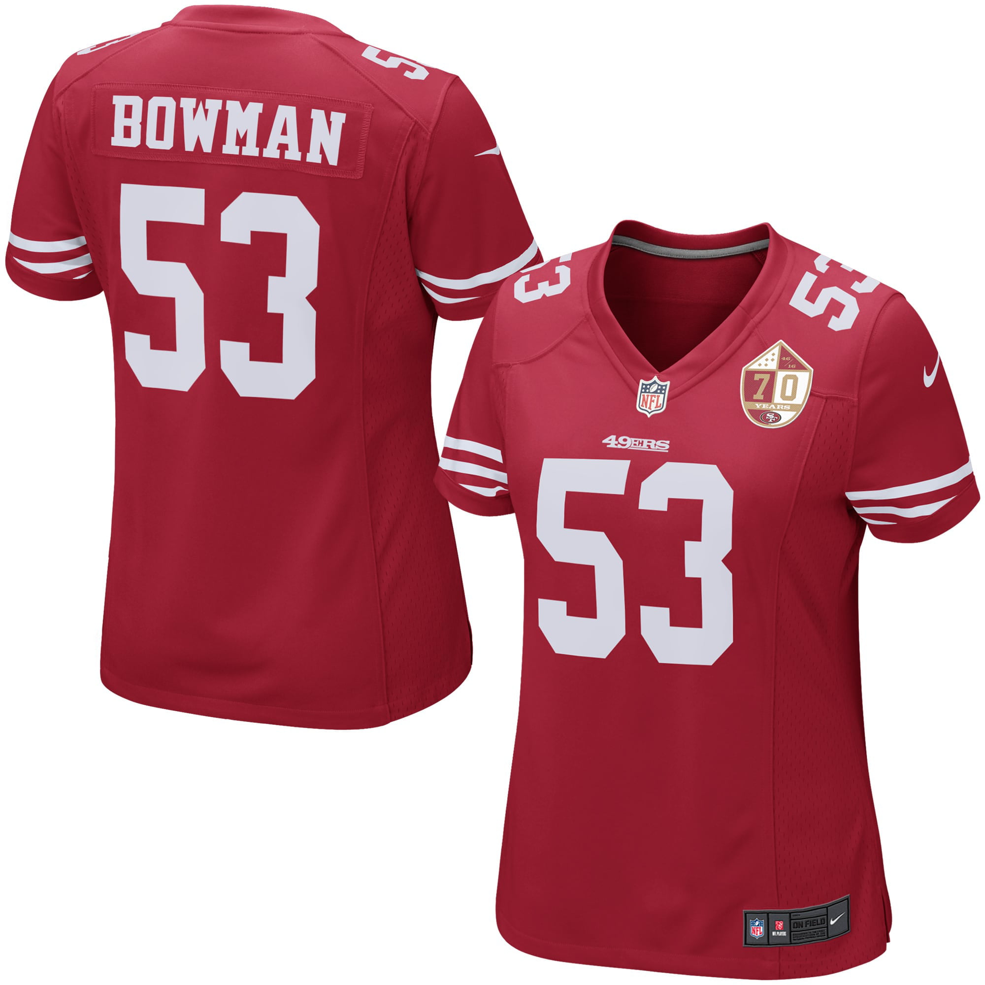 NaVorro Bowman San Francisco 49ers Nike Women's 70th Anniversary Patch Game Jersey - Scarlet - Walmart.com