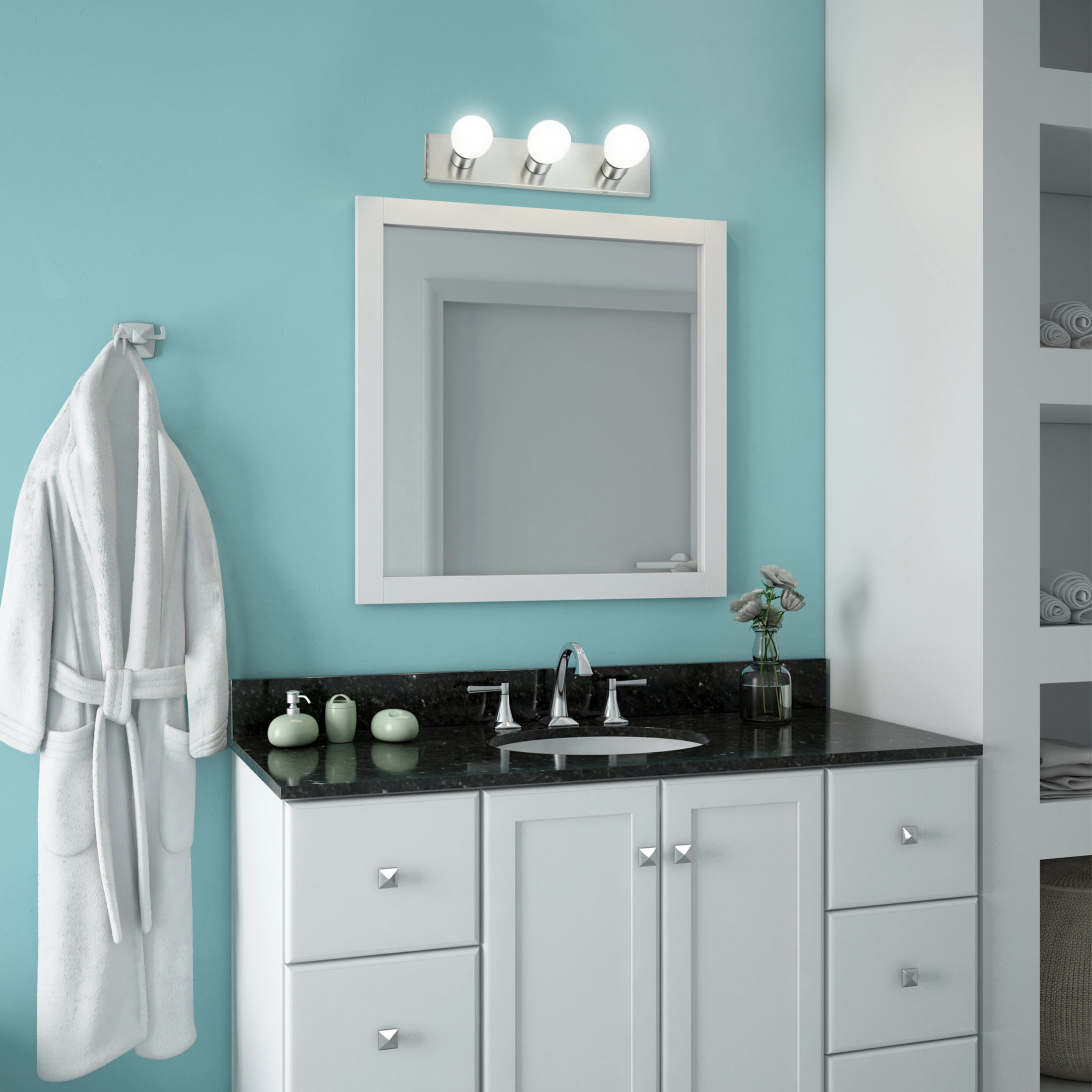 Design House WM051928 Contemporary 3-Light Indoor Vanity Light Dimmable for Bathroom Bedroom Vanity Makeup, Satin Nickel