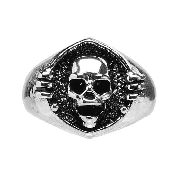 KAKOWELY 1 anillo de aleación con diseño de calavera punk retro para hombre, ideal para fiestas de Halloween.