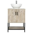 thumbnail image 3 of Eclife 24" Farmhouse Bathroom Vanity with Rustic Oak Wood Top,White Ceramic Sink, Water Save Faucet,Solid Brass Pop Up Drain, 3 of 8