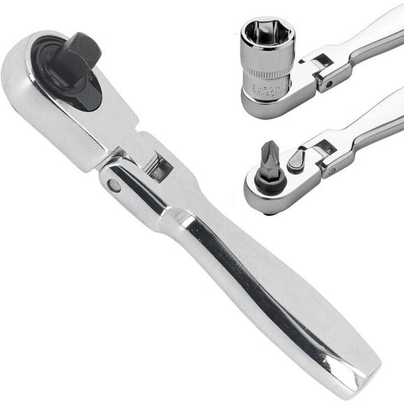 1/4" Drive Ratchet 2-in-1 Flex Head Ratchet Wrench 72T Teeth Socket Repair Tool