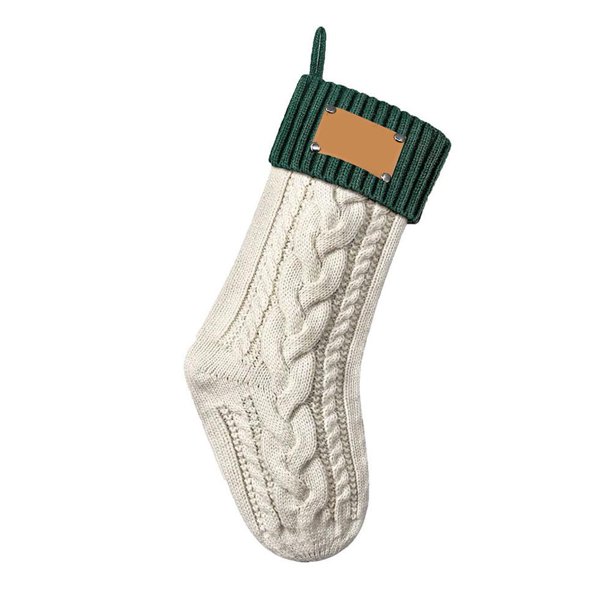 EZLIFE Medias navideñas personalizadas 2024 Medias colgantes de invierno con etiquetas de cuero Talla Nombre Medias grandes 17,94 Tejido E6I7