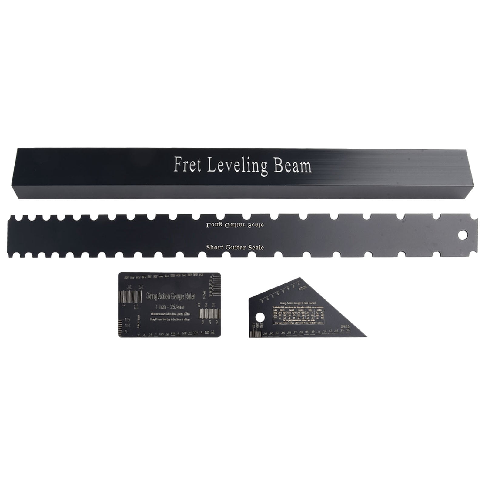 Comprehensive 4 Pcs Luthier Tools Set For Guitar Setup Including Leveling Ruler And Height Gauge For Precision Work