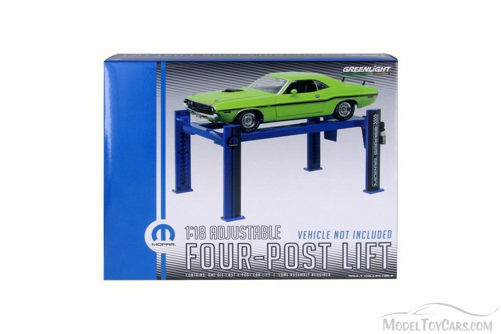 Four Post Lift Mopar Edition, Blue w/ Black - Greenlight 12967 - 1/18 Scale  Diecast Model Toy Car