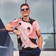 thumbnail image 4 of Xecao Cute Axolotl Sakura Blossoms A Mens' Casual Short Sleeve Button-Down Polo Shirts for a Classic Golf Shirts-Small, 4 of 6