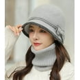 thumbnail image 2 of CoCopeaunts Women Wool Beanie Beret and Scarf Sets Knit Hat Fleece Lined Warm Bucket Hats Ski Cap Snow Hats Soft Hat and Scarf Set, 2 of 4