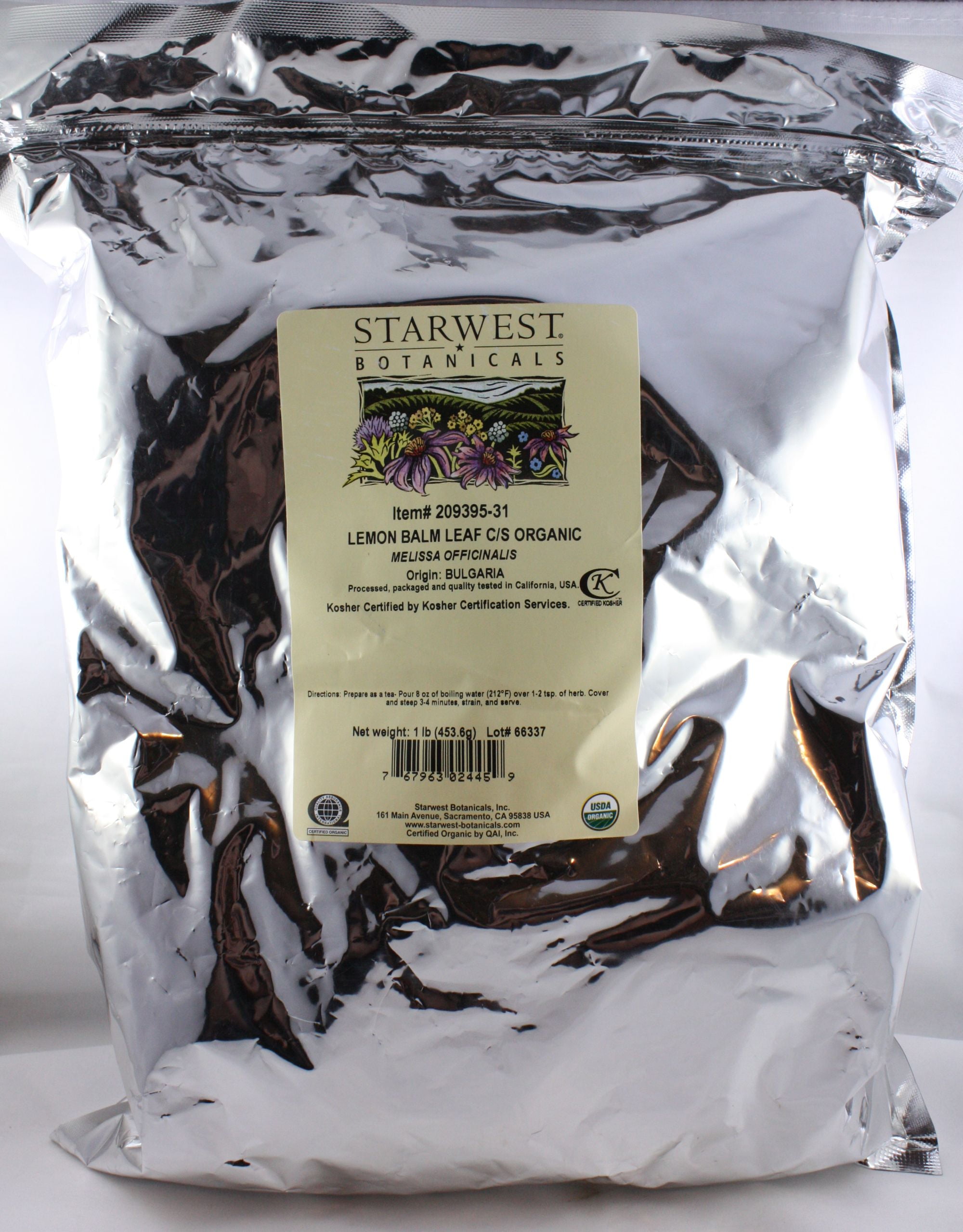 Starwest Botanicals Lemon Balm Leaf, Certified Organic Cut & Sifted 1