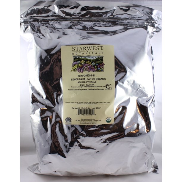 Starwest Botanicals Lemon Balm Leaf, Certified Organic Cut & Sifted 1 ...