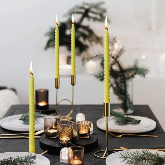 Foqnuq Long Thread Candle Set for Weddings, Parties & Holidays - Scentless, Multi-Colored Taper Candles, 9.84 Inch, Pack of Four