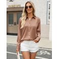 thumbnail image 4 of Zeagoo Womens Satin Blouse Long Sleeve V Neck Shirts Dressy Casual Button Down Business Shirts With Pockets, 4 of 6