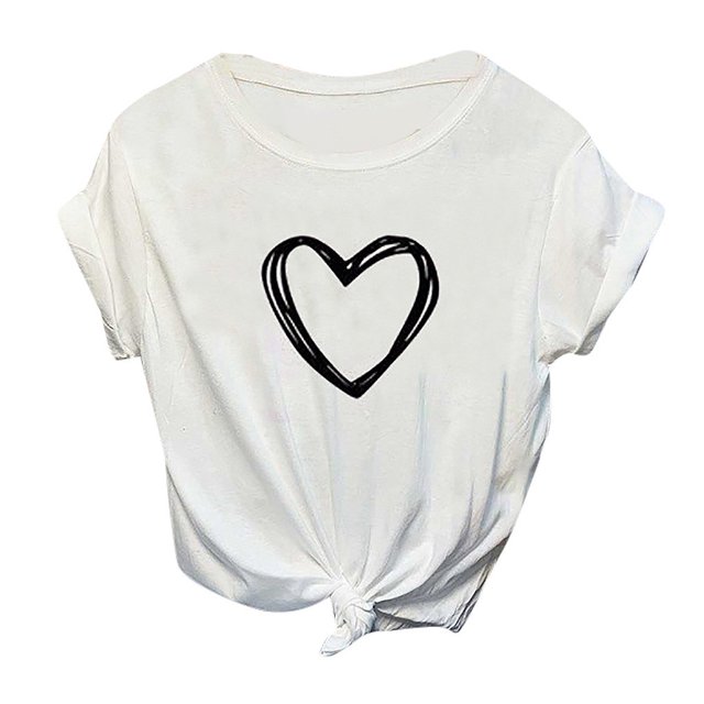 Hauts à Manches Mi-Longues pour Femmes avec Imprimé Cœur