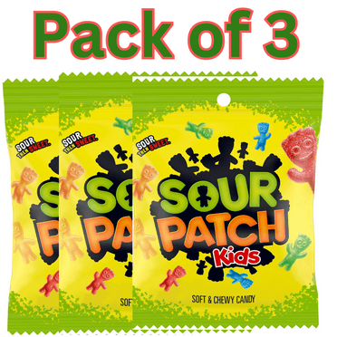 Sour Patch Kids Soft & Chewy Candy 3.6 oz Each Sour Then Sweet Treats Pack of 3