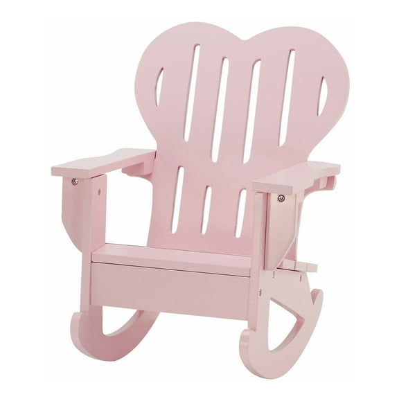 Emily Rose Doll Furniture Pink Adirondack Outdoor Rocking Chair with Heart Shaped Back Fits 18 inch American Girl Dolls