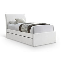 Meridian Furniture Myles Cream Linen Textured Fabric Twin Trundle Bed