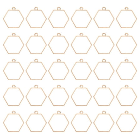 100pcs Open Bezels, Resin Bezels Pendants Mold Open Back Bezels Alloy for Resin Jewelry Making, Hexagon, Rose Gold