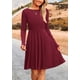 thumbnail image 5 of Vestido PRETTYGARDEN de punto acanalado con manga larga en línea A color vino tinto XL, 5 of 8