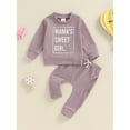 thumbnail image 3 of Musuos Baby Girl 2Pcs Casual Fall Outfits 3 6 12 18 24M 3Y Classic Letter Print Long Sleeve Pullover + Long Pants Set Toddler Clothes, 3 of 10